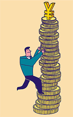 남자 일러스트 한명 성인 경제 비즈니스맨 화폐기호 오르기 동전탑 위안화 국내일러스트 AI파일 1 기호 돈 비즈니스 모션 사람 쌓기 동전 직장인 화폐 파일형식 벡터