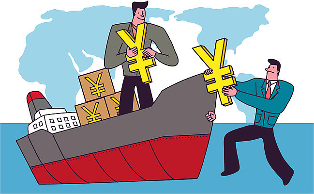 전신 남자 바다 세계지도 일러스트 들기 성인 두명 경제 중국 비즈니스맨 화폐기호 무역 물류 선박 위안화 국내일러스트 AI파일 기호 산업 아시아 수상교통 지도 돈 비즈니스 모션 사람 세계 직장인 화폐 파일형식 벡터