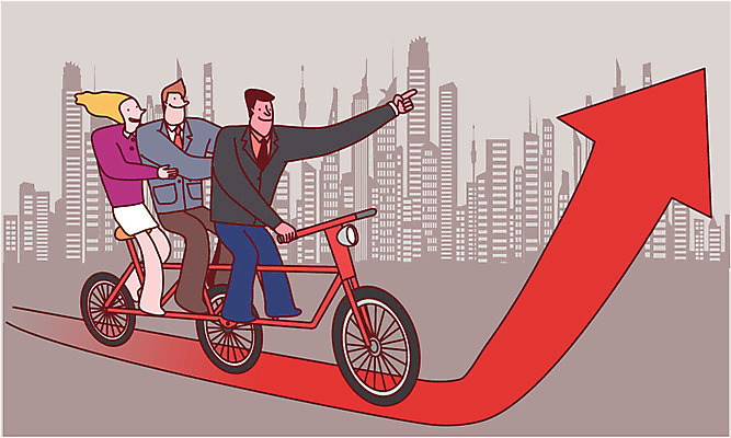 여자 남자 화살표 일러스트 빌딩 성인 세명 경제 자전거 중국 성장 도시 비즈니스맨 비즈니스우먼 경제성장 3인용자전거 국내일러스트 AI파일 아시아 비즈니스 사람 건물 바이크 직장인 상승 파일형식 벡터