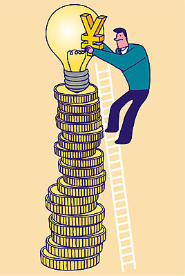 남자 일러스트 전구 사다리 아이디어 한명 성인 경제 중국 비즈니스맨 화폐기호 동전탑 위안화 국내일러스트 AI파일 1 기호 아시아 컨셉 돈 비즈니스 사람 쌓기 동전 도구 직장인 화폐 파일형식 벡터