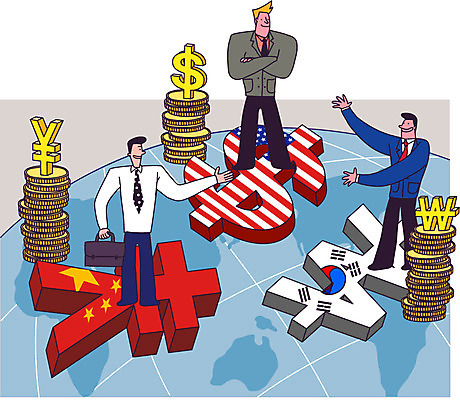 전신 외국인 백인 남자 일러스트 한국 서기 성인 세명 경제 중국인 팔짱 달러 미국 중국 한국인 비즈니스맨 원화 화폐기호 무역 경제성장 동전탑 위안화 국내일러스트 AI파일 서양인 기호 산업 아시아 돈 북아메리카 비즈니스 모션 사람 동양인 인종 쌓기 동전 직장인 화폐 상승 파일형식 벡터