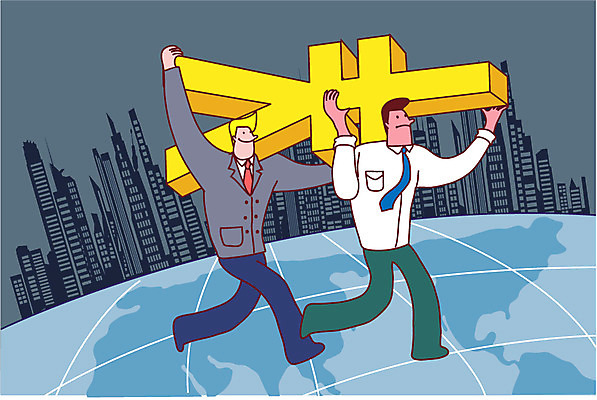 전신 남자 지구 일러스트 협력 들기 빌딩 성인 두명 경제 중국 도시 비즈니스맨 화폐기호 파트너십 위안화 국내일러스트 AI파일 기호 아시아 돈 비즈니스 모션 사람 건물 직장인 화폐 파일형식 벡터