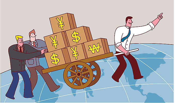 전신 남자 지구 일러스트 협력 성인 세명 경제 걷기 달러 중국 수레 성장 가리킴 비즈니스맨 원화 화폐기호 수레바퀴 무역 파트너십 위안화 국내일러스트 AI파일 기호 산업 아시아 돈 비즈니스 모션 사람 손짓 카트 직장인 바퀴 화폐 파일형식 벡터