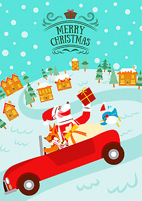 크리스마스 겨울 여러마리 일러스트 곰 자동차 산타옷 사람없음 선물상자 눈 토끼 펭귄 다람쥐 여우 부엉이 국내일러스트 AI파일 자연요소 동물 옷 계절 기념일 육상교통 다수 포유류 조류 날씨 선물 반려동물 상자 설치류 파일형식 벡터