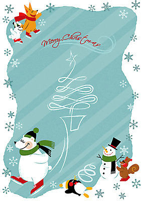 크리스마스 겨울 여러마리 일러스트 곰 눈사람 사람없음 스케이트 토끼 눈송이 펭귄 다람쥐 여우 국내일러스트 AI파일 동물 계절 기념일 스포츠용품 다수 포유류 조류 눈_날씨 반려동물 설치류 파일형식 벡터