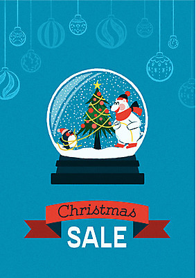 크리스마스 두마리 겨울 일러스트 곰 사람없음 크리스마스트리 세일 장식볼 펭귄 스노글로브 국내일러스트 AI파일 동물 계절 기념일 2 포유류 조류 장식 파일형식 벡터