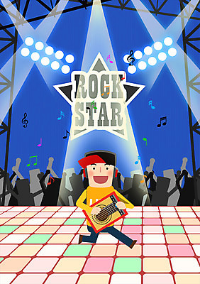 PSD 남자 연주 음표 일러스트 조명 정보기술 여러명 스마트폰 무대 기타 군중 열정 IT라이프 기타리스트 국내일러스트 라이프스타일 기호 감정 음악 다수 현악기 기술 사람 핸드폰 스마트기기 연주자 파일형식