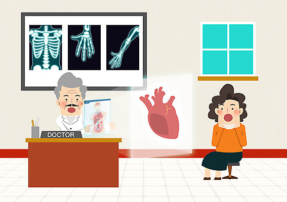 PSD 여자 남자 일러스트 엑스레이 정보기술 성인 두명 태블릿 환자 의사 심장 주부 IT라이프 홀로그램 국내일러스트 라이프스타일 의학 기술 사람 전자제품 스마트기기 의료진 장기_의학 파일형식
