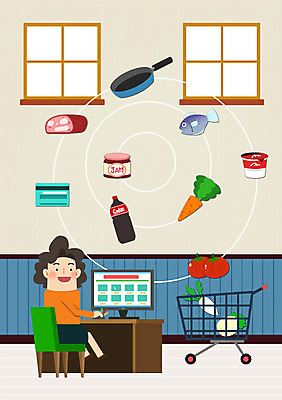 PSD 여자 토마토 일러스트 모바일 정보기술 육류 어류 한명 성인 장보기 컴퓨터 신용카드 프라이팬 장바구니 주부 콜라 IT라이프 온라인쇼핑 모바일쇼핑 국내일러스트 1 라이프스타일 채소 식재료 주방용품 기술 사람 금융 전자제품 쇼핑 바구니 수중동물 탄산음료 온라인 파일형식