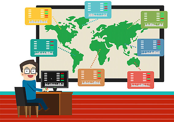 PSD 남자 세계지도 일러스트 그래프 정보기술 한명 성인 스크린 비즈니스맨 IT라이프 주가 주가표 국내일러스트 1 라이프스타일 지도 비즈니스 기술 사람 세계 직장인 주식 파일형식
