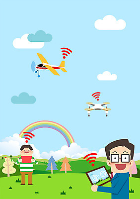 PSD 남자 무지개 일러스트 정보기술 두명 스마트폰 태블릿 경비행기 와이파이 IT라이프 드론 원격조종 국내일러스트 자연요소 라이프스타일 비행기 기술 사람 전자제품 핸드폰 스마트기기 무선인터넷 파일형식