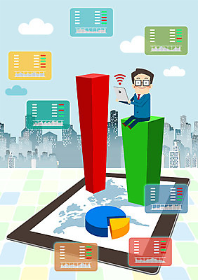 PSD 남자 일러스트 그래프 정보기술 한명 성인 태블릿 비즈니스맨 와이파이 IT라이프 주가 국내일러스트 1 라이프스타일 비즈니스 기술 사람 전자제품 스마트기기 직장인 주식 무선인터넷 파일형식