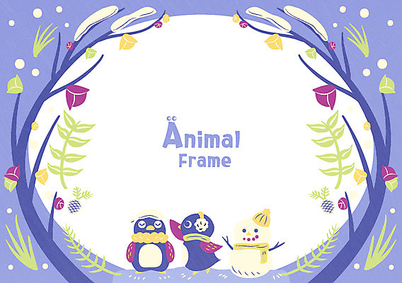 식물 백그라운드 두마리 겨울 일러스트 눈사람 프레임 사람없음 목도리 귀마개 펭귄 프레임일러스트 겨울배경 국내일러스트 AI파일 잡화 계절 2 조류 파일형식 벡터