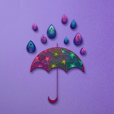 PSD 문양 별 종이 일러스트 우산 사람없음 페이퍼아트 빗방울 질감 국내일러스트 자연요소 비_날씨 파일형식