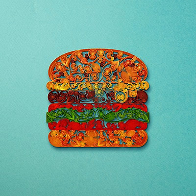 PSD 문양 종이 일러스트 사람없음 햄버거 페이퍼아트 질감 국내일러스트 패스트푸드 파일형식