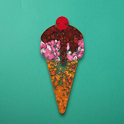 PSD 문양 종이 일러스트 아이스크림 사람없음 체리 페이퍼아트 질감 아이스크림콘 초코시럽 국내일러스트 과일 디저트 초콜릿 콘 시럽 파일형식