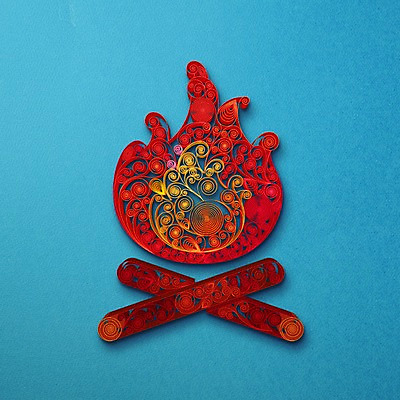 PSD 문양 종이 일러스트 불꽃 사람없음 페이퍼아트 모닥불 질감 국내일러스트 불 파일형식