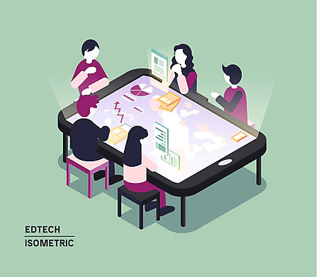 여자 남자 일러스트 회의 여러명 성인 태블릿 사이버 스마트 온라인 아이소메트릭 홀로그램 국내일러스트 AI파일 다수 컨셉 비즈니스 사람 전자제품 스마트기기 파일형식 벡터