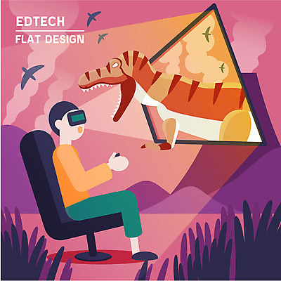 남자 일러스트 한명 성인 사이버 스마트 공룡 화산 온라인 가상현실 오큘러스 VR기기 국내일러스트 AI파일 1 컨셉 파충류 산 사람 기계 파일형식 벡터