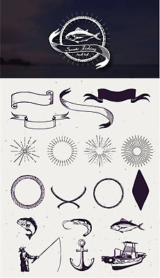 남자 리본 일러스트 낚시 어류 한명 세트 라벨 낚싯대 어부 닻 선박 썬버스트 국내일러스트 AI파일 직업 1 디자인 수상교통 레저 프레임 사람 수중동물 낚시용품 파일형식 벡터