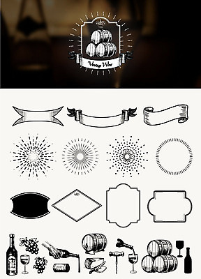 리본 와인잔 일러스트 포도 치즈 사람없음 세트 라벨 와인 오크통 썬버스트 국내일러스트 AI파일 디자인 술잔 과일 유제품 프레임 주류 파일형식 벡터