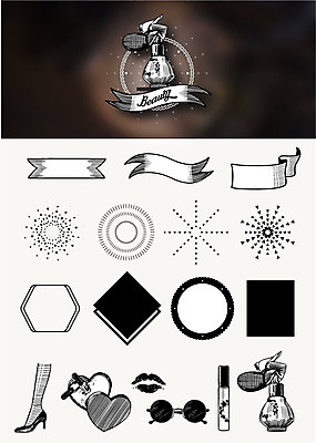 리본 구두 일러스트 사람없음 세트 선글라스 뷰티 라벨 미용사 향수 매니큐어 스타킹 입술모양 썬버스트 국내일러스트 AI파일 모양 직업 디자인 옷 안경 신발 프레임 화장품 파일형식 벡터