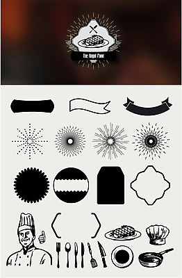 남자 리본 음식 포크 일러스트 주방용품 스테이크 한명 세트 라벨 숟가락 주방장 프라이팬 나이프 썬버스트 국내일러스트 AI파일 1 식기 디자인 생활용품 프레임 서양음식 수저 사람 요리사 칼 파일형식 벡터