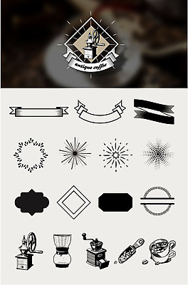 리본 커피 일러스트 사람없음 세트 라벨 원두 커피잔 로스팅 핸드드립 썬버스트 국내일러스트 AI파일 디자인 음료 잔 프레임 커피용품 파일형식 벡터