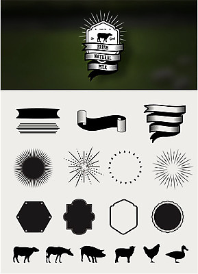 리본 일러스트 오리 사람없음 세트 라벨 닭 양 말_동물 돼지 소 축산업 썬버스트 국내일러스트 AI파일 디자인 산업 포유류 조류 프레임 파일형식 벡터
