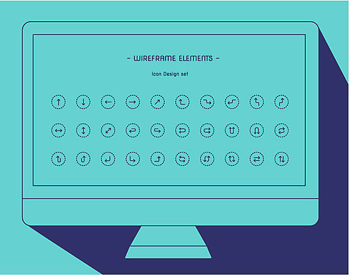 아이콘 화살표 사람없음 세트 모니터 방향 레이아웃 UI 엘리먼트 목업 와이어프레임 2D아이콘 AI파일 컴퓨터 파일형식 벡터