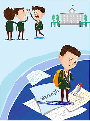 전신 남자 교복 일러스트 중학생 고등학생 스트레스 고등학교 서기 여러명 좌절 고독 무서움 편지 위협 눈물 중학교 놀림 따돌림 왕따 학교폭력 국내일러스트 AI파일 학생 옷 감정 다수 컨셉 학교 모션 청소년 사람 폭력 파일형식 벡터