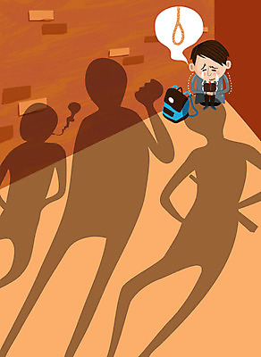 전신 남자 교복 밧줄 가방 일러스트 중학생 고등학생 스트레스 담배 고등학교 그림자 여러명 좌절 무서움 눈물 공포 담배연기 중학교 웅크림 각목 따돌림 왕따 자살 학교폭력 국내일러스트 AI파일 학생 잡화 옷 감정 줄 다수 컨셉 학교 모션 청소년 사람 폭력 연기 파일형식 벡터