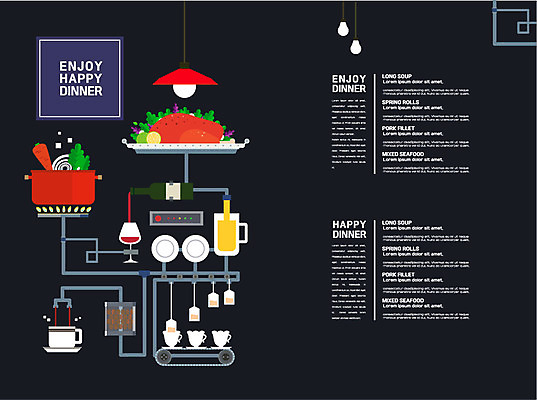 접시 커피 일러스트 전구 양파 조명 맥주 돼지고기 사람없음 와인 저녁식사 당근 원두 차 커피잔 찻잔 메뉴판 국내일러스트 AI파일 식기 음료 채소 잔 뿌리채소 주류 육류 식사 파일형식 벡터