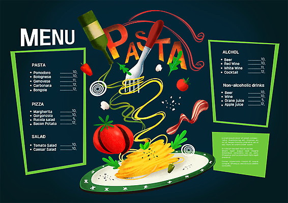 PSD 접시 포크 토마토 일러스트 고추 양파 사람없음 올리브오일 가격표 메뉴판 양송이 베이컨 바질 봉골레파스타 할라피뇨 국내일러스트 식기 채소 파스타 돼지고기 버섯 기름_음식 파일형식