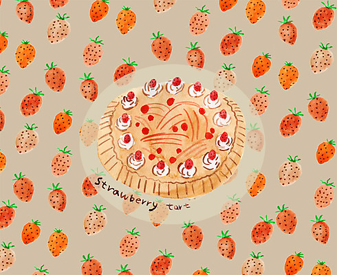 PSD 일러스트 딸기 디저트 사람없음 빵집 패턴백그라운드 달콤 제빵 딸기타르트 국내일러스트 음식 백그라운드 패턴 과일 제과제빵 상점 맛 타르트 파일형식