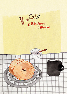 PSD 접시 일러스트 식탁 사람없음 식사 빵집 머그컵 식탁보 티스푼 제빵 베이글 크림치즈 국내일러스트 식기 빵 탁자 치즈 컵 제과제빵 상점 숟가락 파일형식