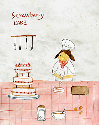 PSD 여자 일러스트 한명 계란 요리사 빵집 달콤 제빵 거품기 뒤집개 3단케이크 딸기케이크 제빵사 짤주머니 국내일러스트 직업 1 딸기 주방용품 사람 제과제빵 케이크 상점 알 맛 제빵도구 파일형식