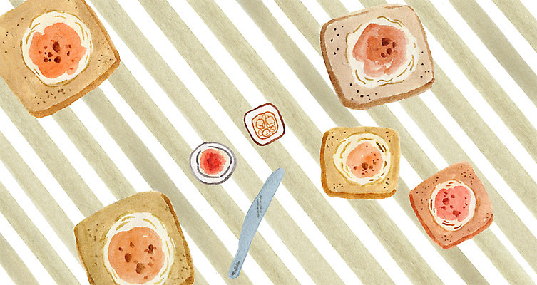 PSD 일러스트 디저트 사람없음 식사 빵집 달콤 식빵 크림 제빵 버터 딸기잼 버터나이프 살구잼 잼나이프 스프레드 국내일러스트 음식 빵 제과제빵 상점 나이프 맛 잼 파일형식