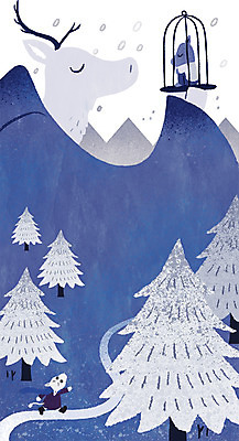 PSD 나무 겨울 일러스트 상상 동화 산 세마리 사람없음 눈 여우 여왕 순록 패러디 국내일러스트 자연요소 식물 계절 포유류 날씨 3 파일형식