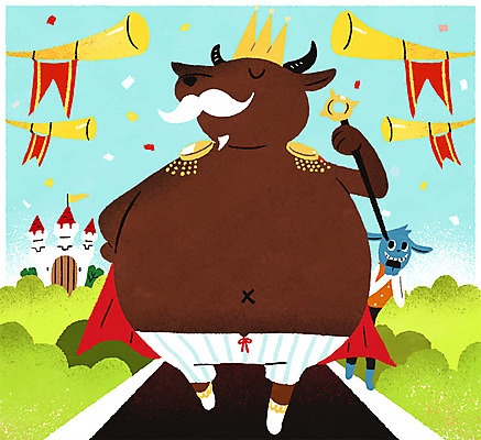 PSD 두마리 일러스트 상상 동화 왕관 사람없음 성 소 개 망토 왕 나팔 지휘봉 벌거벗은임금님 팡파레 패러디 국내일러스트 건축물 악기 2 포유류 파일형식