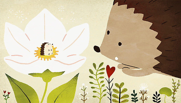 PSD 두마리 일러스트 상상 동화 연꽃 사람없음 하트 풀잎 고슴도치 엄지공주 패러디 풀꽃 국내일러스트 모양 꽃 잎 2 포유류 풀_식물 공주님 파일형식