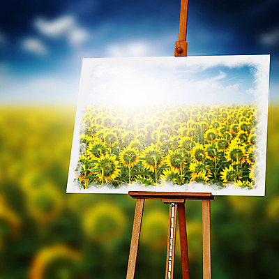 포토 JPG 해외이미지 밭 자연 해바라기 창조 미술 사람없음 목재 공백 성장 전시회 이젤 그림 캔버스 삼각대 카피스페이스 세련 해외202004 해외포토 나무 꽃 농업 재료 문화예술 전시 미술도구 생태계 파일형식 이미지허브