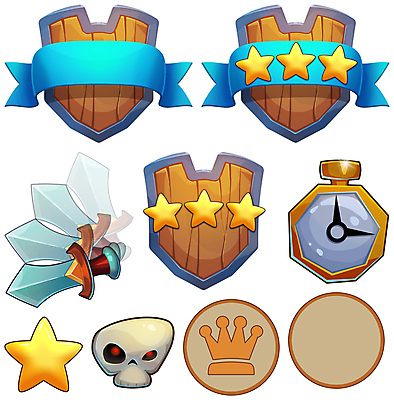 JPG 해외이미지 별 리본 시계 일러스트 왕관 해골 사람없음 게임 원형 칼 방패 UI 엘리먼트 인터페이스 잔상 해외202004 해외일러스트 자연요소 도형 놀이 뼈 파일형식 이미지허브