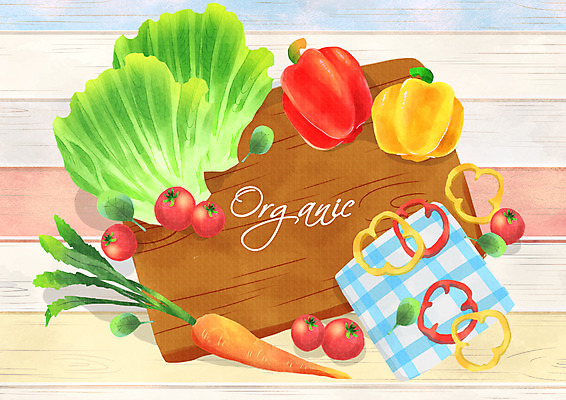 PSD 토마토 일러스트 파프리카 프레임 도마 사람없음 당근 배추 유기농 국내일러스트 웰빙 채소 주방용품 뿌리채소 파일형식