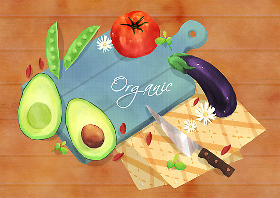 PSD 토마토 일러스트 가지 프레임 도마 사람없음 칼 유기농 완두콩 손수건 아보카도 국내일러스트 웰빙 채소 과일 주방용품 콩 파일형식