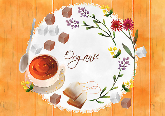 PSD 꽃 일러스트 프레임 사람없음 각설탕 유기농 홍차 국내일러스트 식물 웰빙 차_음료 설탕 파일형식