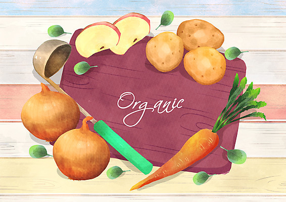 PSD 일러스트 양파 감자 프레임 도마 사람없음 당근 사과 국자 유기농 국내일러스트 웰빙 채소 과일 주방용품 뿌리채소 파일형식
