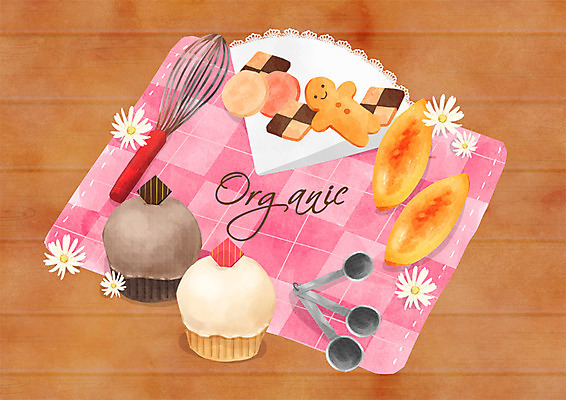 PSD 일러스트 프레임 사람없음 쿠키 컵케이크 유기농 거품기 국내일러스트 웰빙 주방용품 디저트 케이크 파일형식