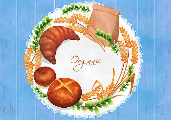 PSD 빵 일러스트 봉투 프레임 사람없음 유기농 보리 국내일러스트 웰빙 음식 곡류 파일형식