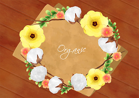 PSD 일러스트 나뭇잎 프레임 사람없음 유기농 목화꽃 목화솜 국내일러스트 웰빙 꽃 잎 솜 파일형식